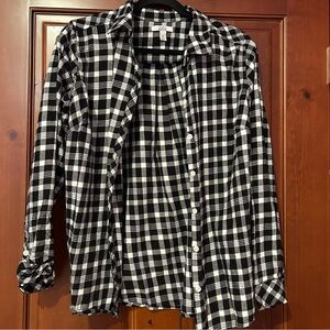 NWOT Croft and Barrow Black and White Plaid Flannel